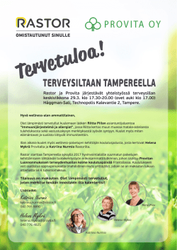 Tule Terveysiltaan Tampereelle ke 29.3.! Lääkäri Riitta Piilo luennoi
