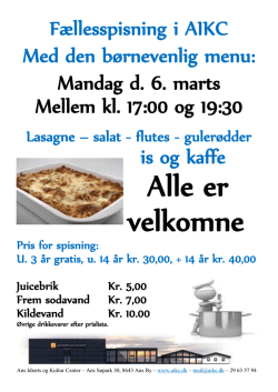 Mandag d. 6. marts Mellem kl. 17:00 og 19:30 is og kaffe - Ans