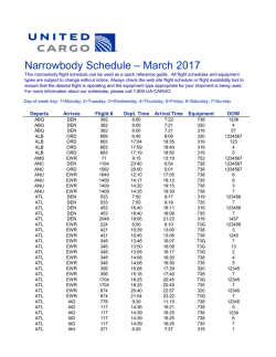 Narrowbody Schedule – March 2017