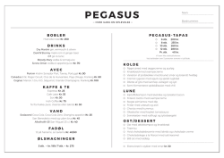 Menukort - Cafe Pegasus