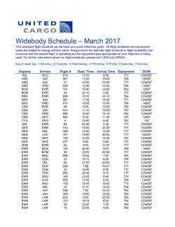 Widebody Schedule – March 2017