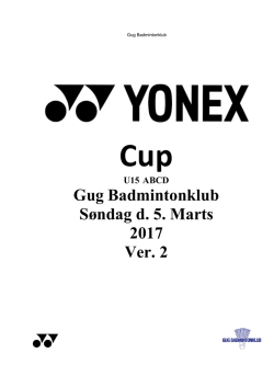 Gug Badmintonklub Søndag d. 5. Marts 2017 Ver. 2