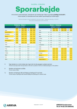 Køreplan for 11. marts 2017.