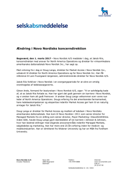 Ændring i Novo Nordisks koncerndirektion
