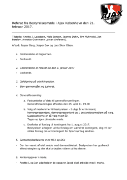 Referat fra bestyrelsesmødet d. 21. februar 2017