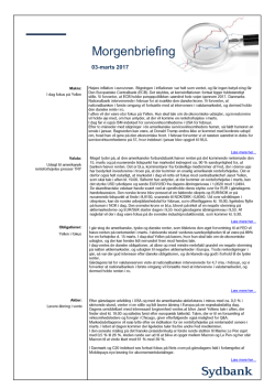 Morgenbriefing - Sydbank Markets