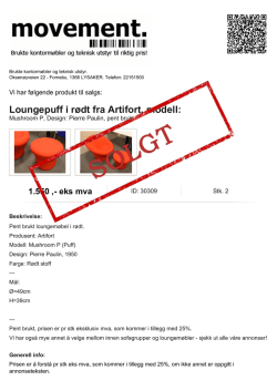 Loungepuff i rødt fra Artifort, modell: Mushroom P, Design: Pierre