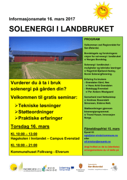 solenergi i landbruket - Norsk Solenergiforening