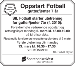 Oppstart – Sauda IL Fotball Idrettsbrakka 06/03/2017