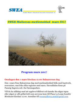SWEA Mallorcas medlemsblad mars 2017 Program mars 2017