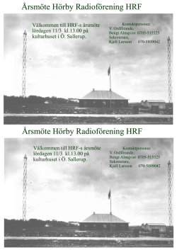 Årsmöte Hörby Radioförening HRF Årsmöte Hörby Radioförening