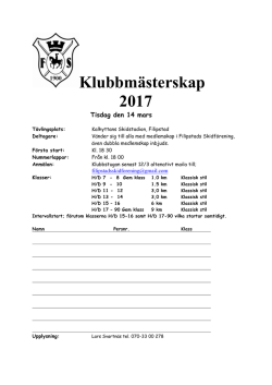 Inbjudan Klubbmästerskap 14/3 2017