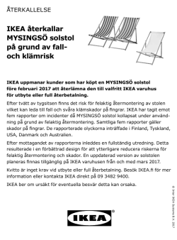 IKEA återkallar MYSINGSÖ solstol på grund av fall