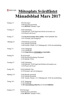 Mötesplats Svärdfästet Månadsblad Mars 2017