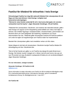 FastOut får tillstånd för drönarfoto i hela Sverige