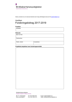 Ansökan Forskningsbidrag 2016-2017