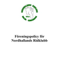 Föreningspolicy för Nordhallands Ridklubb