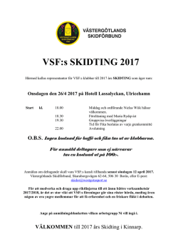 VSF:s SKIDTING 2017 - Västergötlands Skidförbund