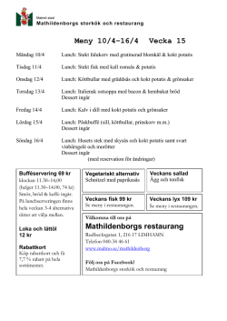 Meny 10/4–16/4 Vecka 15 Mathildenborgs restaurang