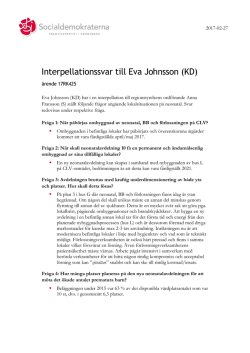 Interpellationssvar till Eva Johnsson (KD)