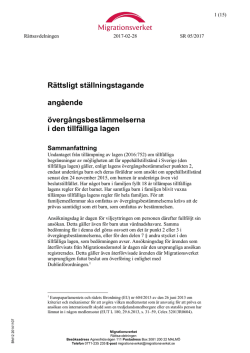 Rättsligt ställningstagande SR 05/2017 - Lifos
