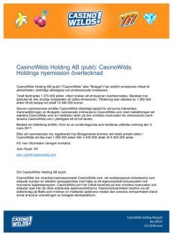CasinoWilds Holdings nyemission övertecknad