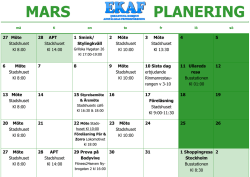 Planeringskalender Mars 2017