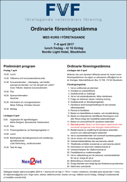 Ordinarie föreningsstämma - Sveriges Veterinärförbund