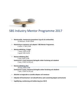 SBS Industry Mentor Programme 2017