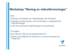 Workshop "Rening av mikroföroreningar