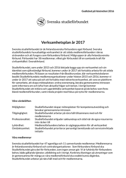 Verksamhetsplan 2017 - Svenska studieförbundet