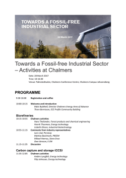 Towards a Fossil-free Industrial Sector – Activities at Chalmers