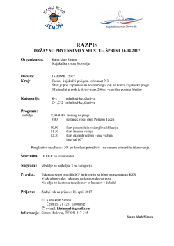 Državno prvenstvo v sprintu na divjih vodah, Tacen, 16.4.2017