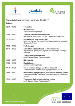 Tarinoita työhyvinvoinnista –seminaari 25.4.2017