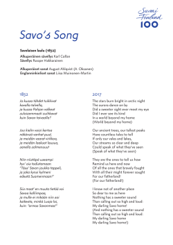 pdf Savo´s Song lyrics - Pohjois