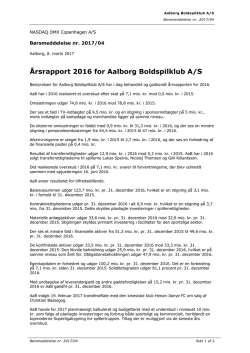 Årsrapport 2016 for Aalborg Boldspilklub A/S