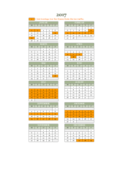 2010-2019 calendar (Mon-Sun)