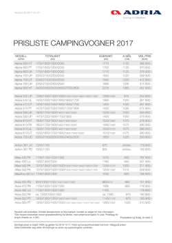 prisliste campingvogner 2017