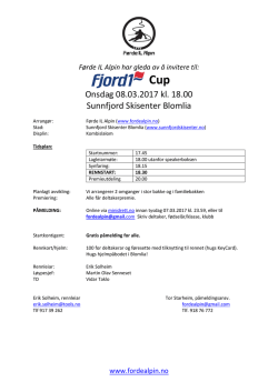 Innbyding til Fjord1 Cup i Blomlia 08 03 2017