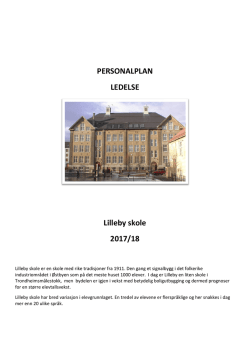 PERSONALPLAN LEDELSE Lilleby skole 2017/18