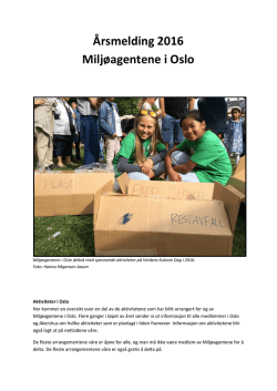 Årsmelding 2016 Miljøagentene i Oslo