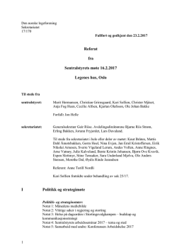 Referat fra Sentralstyrets møte 16.2.2017 Legenes