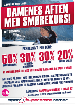 Dames Aften hos Sport1 Superstore Hamar tirsdag 7. mars