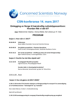 CSN-konferanse 14. mars 2017 - Concerned Scientists Norway