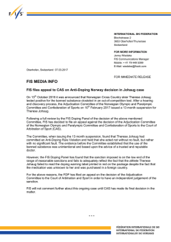 fis appeals to cas on decision in therese johaug case