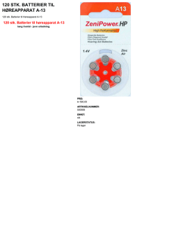 120 stk. batterier til høreapparat a13