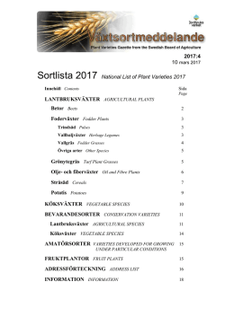 2017:4 Sortlista 2017 National List of Plant