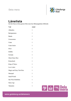 Lista - brädspel att låna på Biskopsgårdens bibliotek