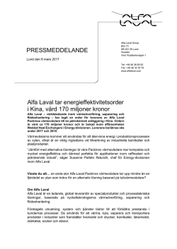 Alfa Laval Pressrelease 2017-03-06