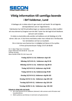 Information till boende på Valdemars v.
